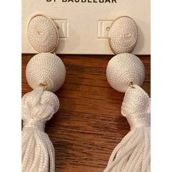 Women's Sugarfix by BaubleBar White Tassel Earrings- NWT- Nickel Free - Picture 2 of 7